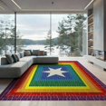 thumbnail image 2 of ODIKA 6'x9' Washable Area Rug Doormat Door Mosaic Geometric Stripe Border Motif Welcome for Queen Size Bedroom, Under Bed, Master Suite, Easy Care, Non-Shedding, 2 of 7