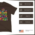 thumbnail image 4 of Tee Hunt Dean Russo Peace Love Music T-Shirt Guitar Happy Good Vibe Men's Tee, Brown, Large, 4 of 5