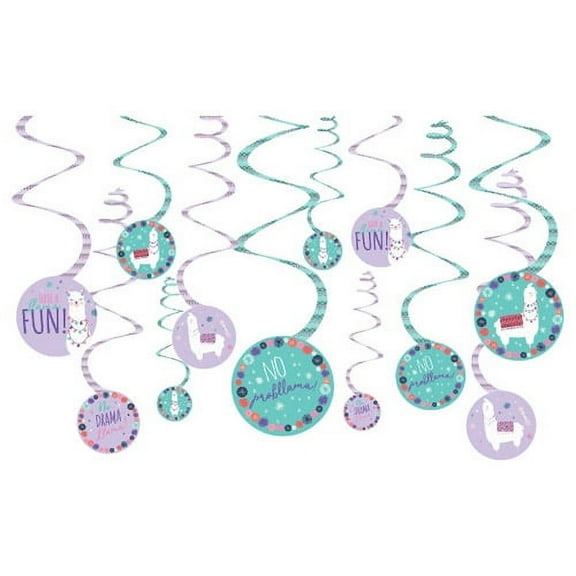 Llama Fun Hanging Swirl Decorations (12pc)