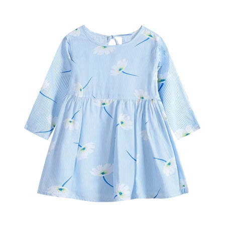 

QWERTYU Infant Baby Toddler Child Children Kids Fall Winter Long Sleeve Dress for Girls Floral Dresses Sundress 6M-3Y