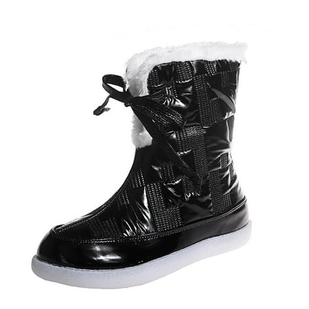 

Boots Clearance Hvyes Women s Mid Calf Boots Round Toe Booties Two Ways Of Wearing Lace Up Snow Boots