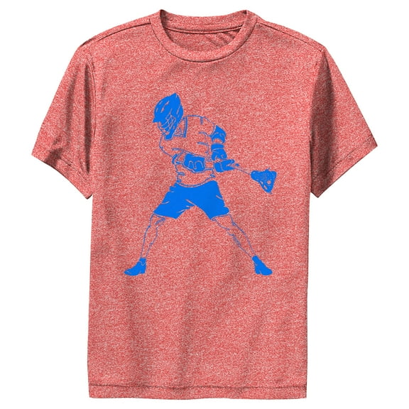 Boy's Lost Gods Hockey Player Silhouette  Performance Graphic Tee Red Heather X Large