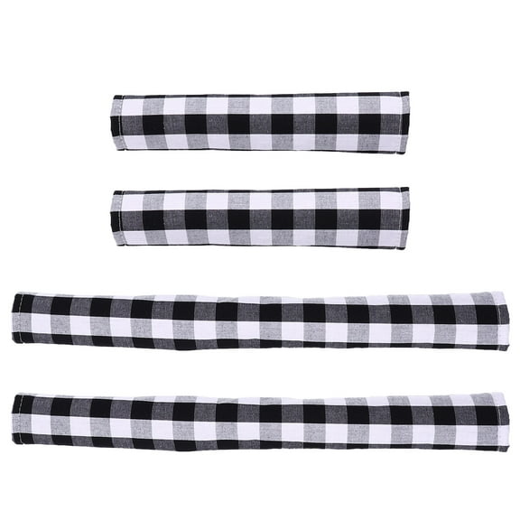 Raindrops 4Pcs Handle Cover Protector Black Linen for Microwave Oven and Fridge