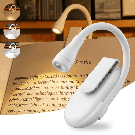 DAYBETTER Book Light, Rechargeable Clip-On LED Pocket Reading Light for Bed,3 Color Temperatures with Stepless Dimming, Portable for Book Lovers(White )