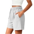 thumbnail image 4 of Women's Lightweight Shorts Comfy Drawstring Waist Cuffed Shorts Summer Linen Shorts for Women White 2XL, 4 of 6