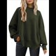 thumbnail image 1 of Suéteres de Murciélago Extragrandes para Mujer, Conjuntos de Otoño 2025, Suéteres de Cuello Redondo de Punto con Abertura Lateral, Tops de Moda. Verde M, 1 of 9