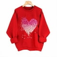 thumbnail image 2 of SOMOWI Chandail pour Femmes de la Saint-Valentin à Imprimé, Manches Longues, Col Rond, Chandail Décontracté Confortable, Rouge, Chandails pour Temps Froid 2TG, 2 of 5