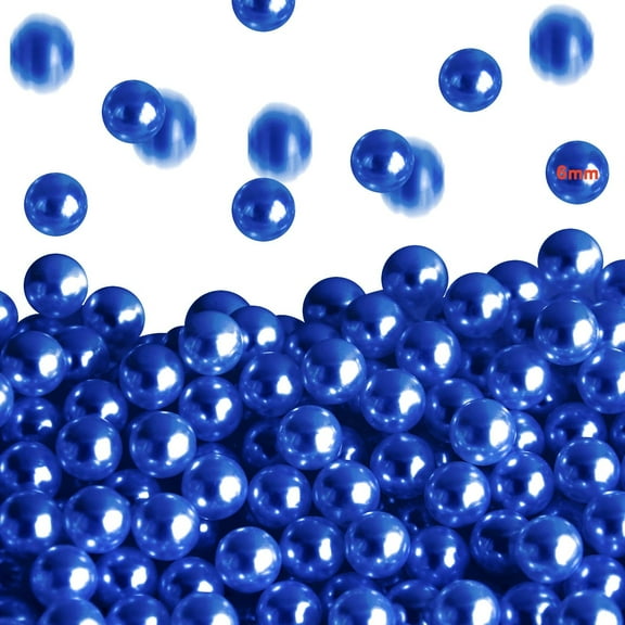 1200Pcs Vase Filler Pearl Beads for Crafting, 6mm Blue Beads No Holes Decor Suitable for Wedding Decor, Party Decorations, Centerpiece Table Decorations