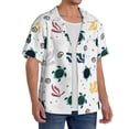 thumbnail image 4 of Vsdgher Turtles And Corals Print Men's Wrinkle Free Untucked Cuban Shirt Business Casual Button Down Shirts Short Sleeve Shirt, 4 of 7