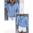 thumbnail image 3 of Ladies Button Front Hoodie Pullover Long Sleeve Autumn Winter Sweatshirt Top Sweater（XL）, 3 of 4