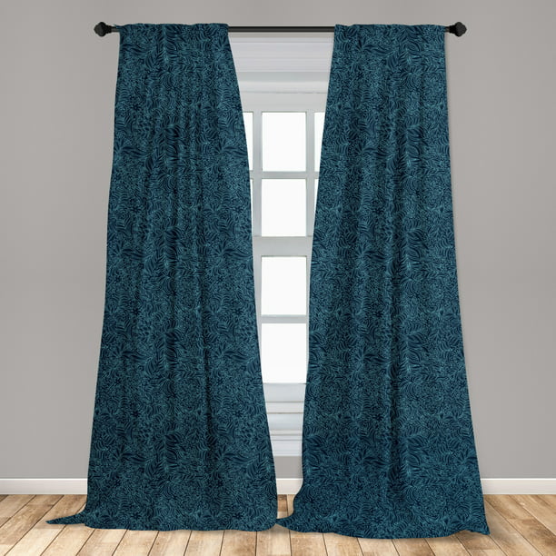 Navy And Teal Curtains 2 Panels Set, Dark Teal Living Room Curtains
