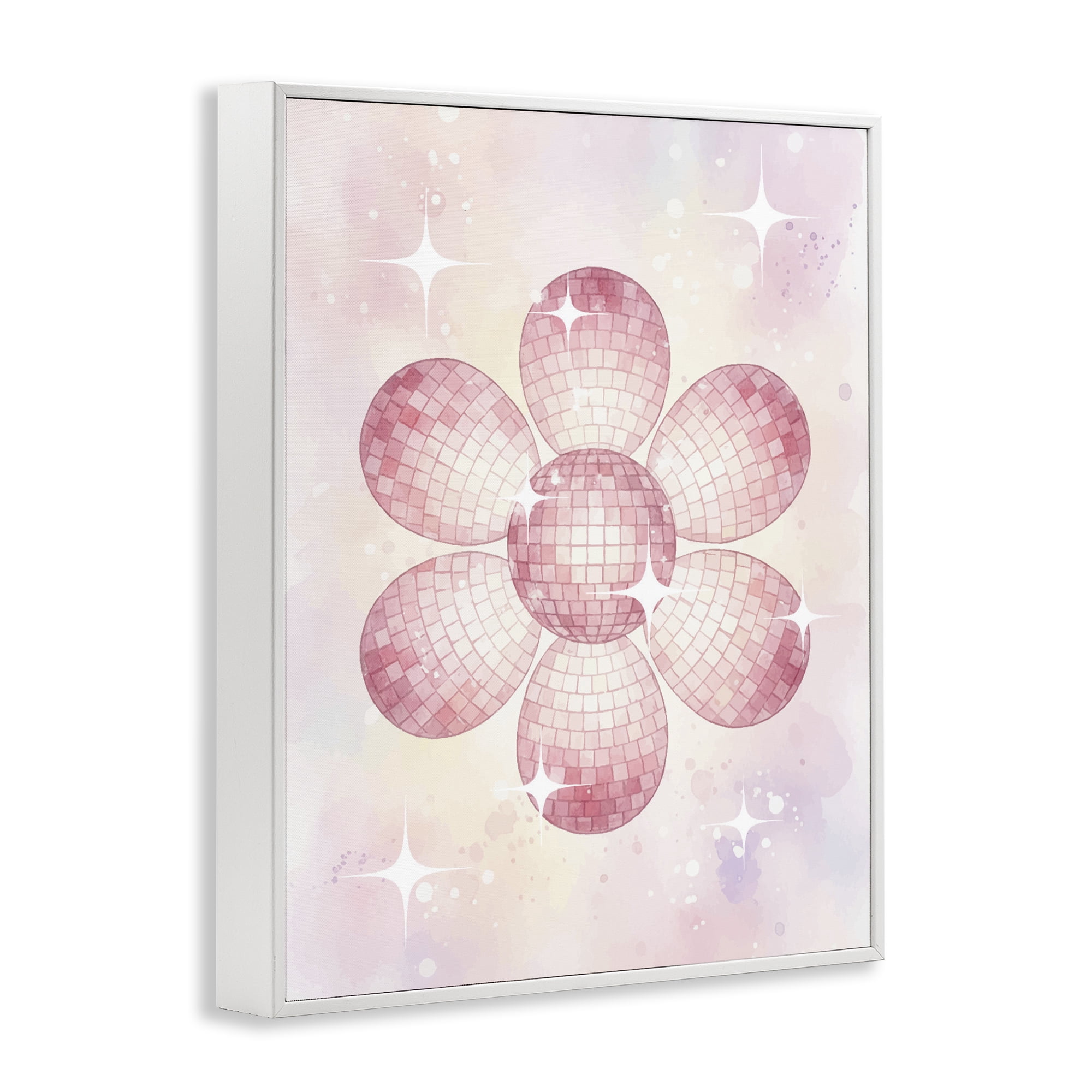 Stupell Industries Dreamy Pink Disco Ball Flower White Framed Giclee Art, design by Lil' Rue
