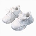 thumbnail image 4 of CAUYDY Boys Kids Black Mesh Athletic Running Shoes Lightweight Non Slip Lace Up Dad Sneakers for School Playground and Casual Wear(L101-White,10.5), 4 of 6