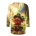 thumbnail image 5 of TaTaai St. Patrick's Day Women's Casual Print Round Neck 3/4 Sleeve T-Shirt Loose Top Gift, 5 of 5
