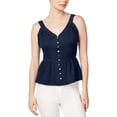thumbnail image 1 of maison Jules Womens Sweetheart-Neck Peplum Sleeveless Blouse Top, blunotte, 2XL, 1 of 1