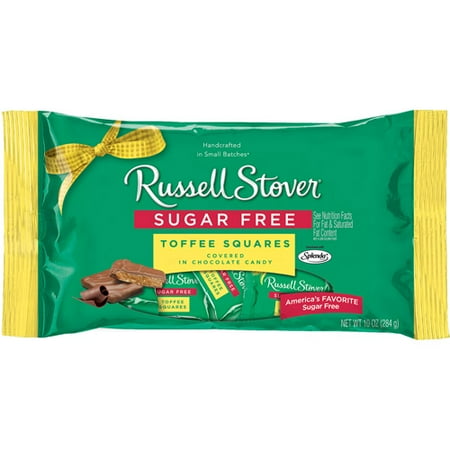 Russell Stover Sugar-Free Toffee Squares Covered with Chocolate Candy, 10 Oz.