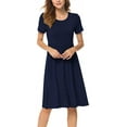 thumbnail image 5 of JuneFish Women's Summer Casual Short Sleeve Dressy Dresses Empire Waist Knee Length Dress with Pockets, 5 of 9