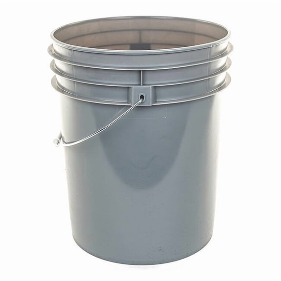 Basco 5 gal Round Storage Pail, Gray, High Density Polyethylene ROP2150GRAY-M
