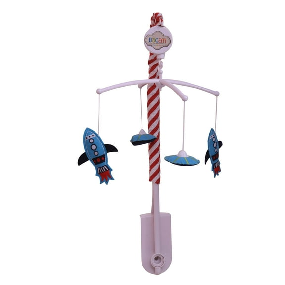 Bacati - Airspace Aqua/Red/Orange/Green/Navy Musical Baby Crib Mobile