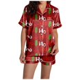 thumbnail image 3 of Cooling Pajamas for Women – Bamboo Tank Top Shorts Set Women's Christmas HoHo Snowflake Print Shorts & Short Sleeve Pajama Set, 3 of 7