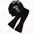 thumbnail image 4 of TOWED22 Kids Toddler Girl Clothes Print Sweatshirt Flared Pants 2Pc Outfits Set Infant Fall Winter Outfits,Purple,3-4 Y, 4 of 4
