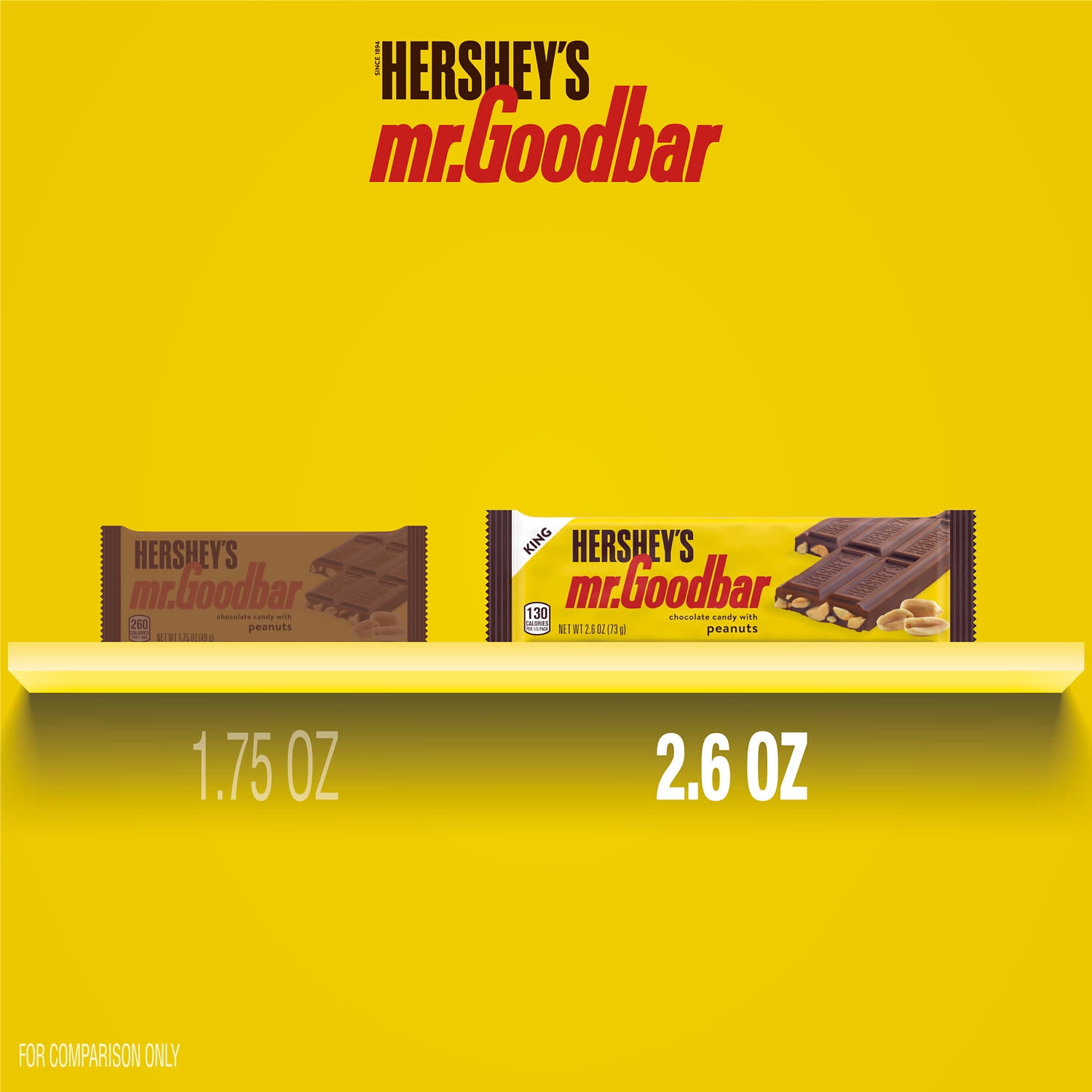 Hershey's Mr. Goodbar Chocolate with Peanuts King Size Candy, Bar 2.6 oz