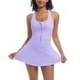thumbnail image 2 of Kaemgyyd Womens Tennis Dress with Built in Shorts Summer Zipper Front Golf Athletic Dress Stretch Racerback A-Line Mini Dress, 2 of 6