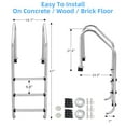 thumbnail image 3 of 3-Step Stainless Steel Pool Ladder – Non-Slip Heavy Duty Steps – Ergonomic Handrails – Rust-Resistant – Easy Assembly – 385 lbs Load – 3 Steps, 3 of 6