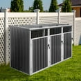 thumbnail image 3 of S-HOME Sturdy Metal Garbage Bin Shed With Space for 3 Trash Cans Ideal for Outdoor Garbage Storage & Protection，White+gray, 3 of 5