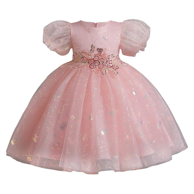 MIASHUI Robe de Demoiselle d'Honneur en Dentelle pour Fille, Robe de Fête Formelle de Mariage, Robe de Tulle pour Filles pour Anniversaire, Concours et Vacances, Rose, 11-12 Ans