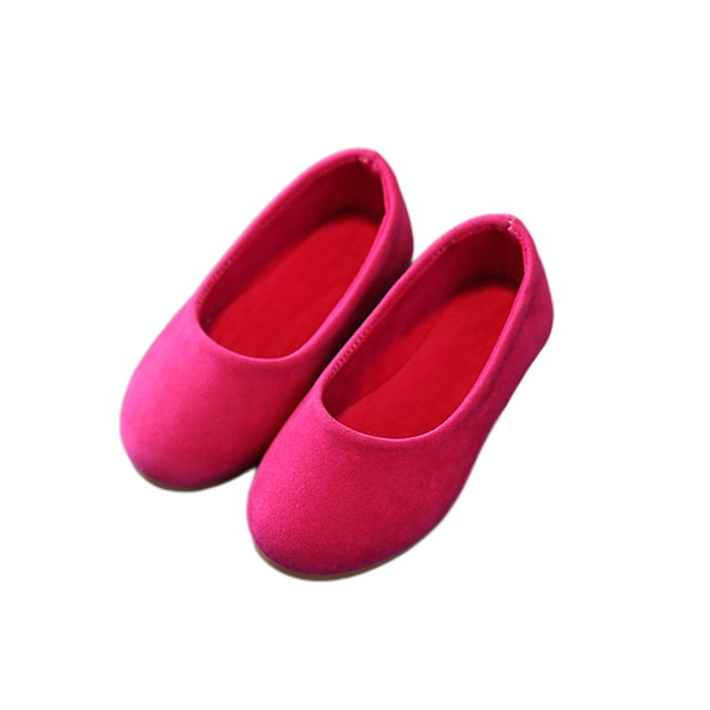 MAWCLOS Mocassins pour Enfants à Bout Rond Ballerines à Enfiler Chaussures Habillées Décontractées à Tige Basse Chaussures de Mariage Rose Rouge 3Y