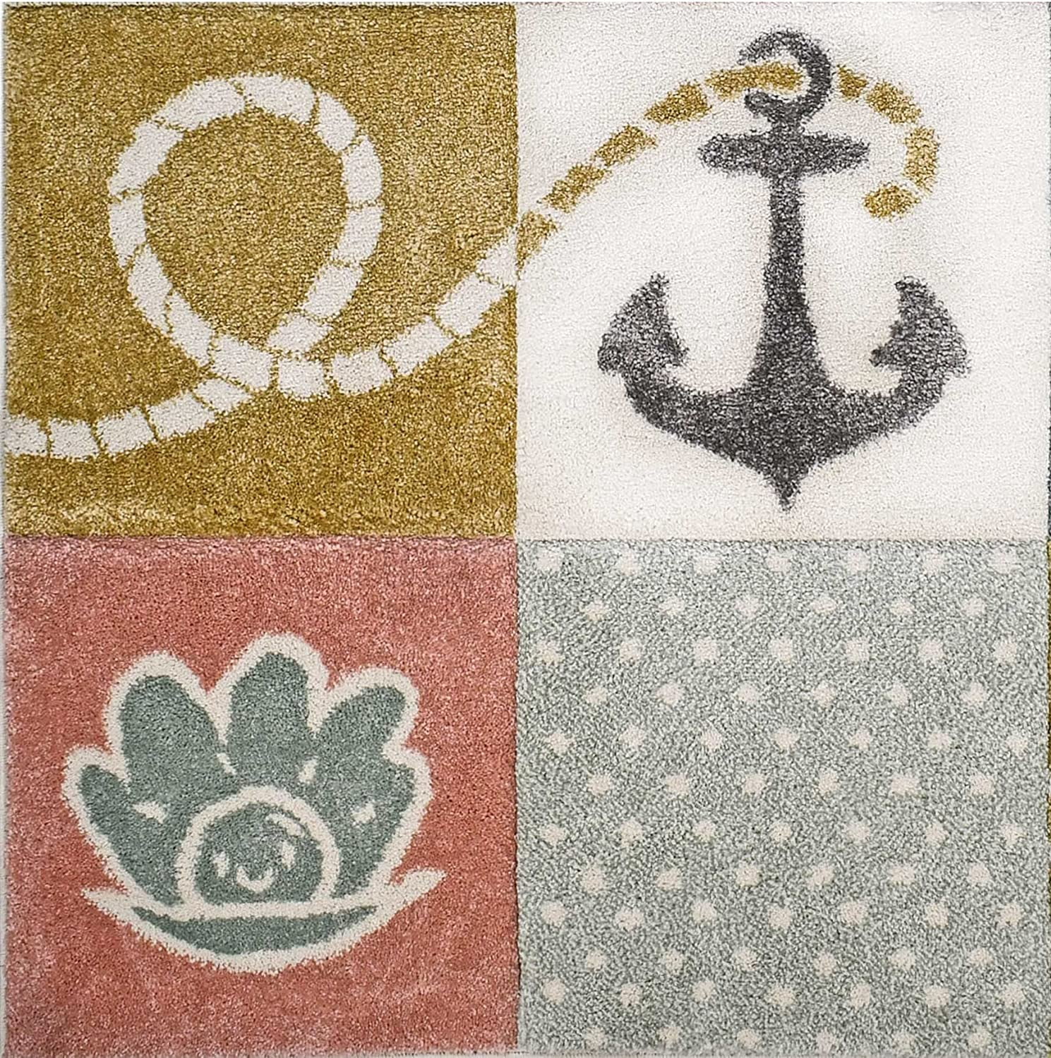 KC Cubs Boy & Girl Modern Decor Multicolor Area Rug and Carpet Collection for Kids, Toddlers and Baby Nursery, Nautical Ocean