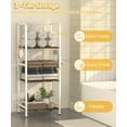thumbnail image 3 of Free Standing Towel Racks for Bathroom with U-Shaped Detachable Dividers, 3-Tier Floor Towels Holder Stand with Shelf & 8 S-Hooks, Metal Pool Towel Storage Organizer for Home, Poolside, White, 3 of 14