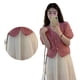 thumbnail image 3 of Blusa de mujer con escote en V dulce para uso diario, citas y trabajo - Rosa, talla M Blusa de manga corta abullonada con bordado floral, 3 of 8
