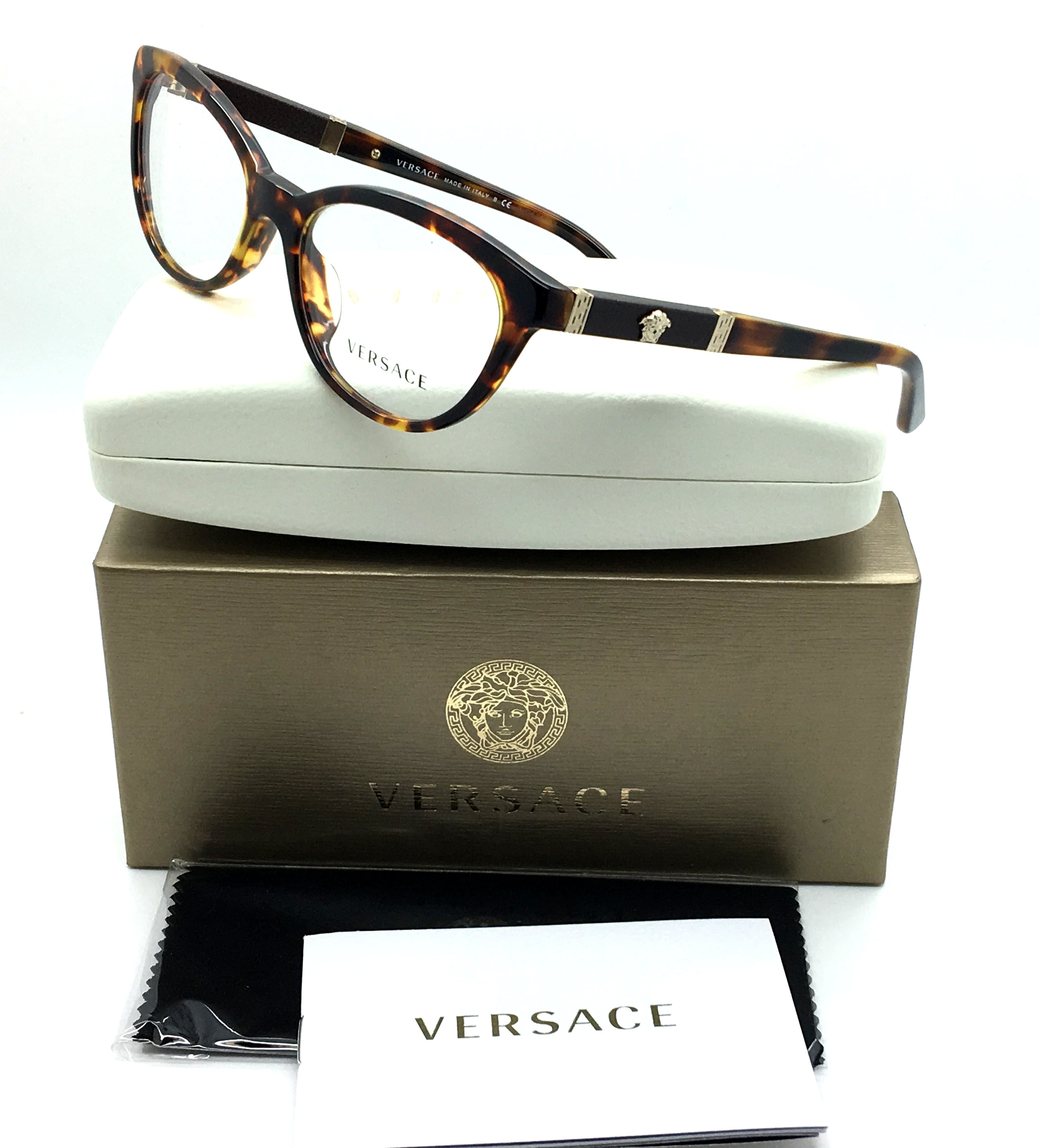 Versace New Authentic Tortoise Ladies Luxury Italy Women Eyeglasses MOD 3219QA 5148 54 17 140