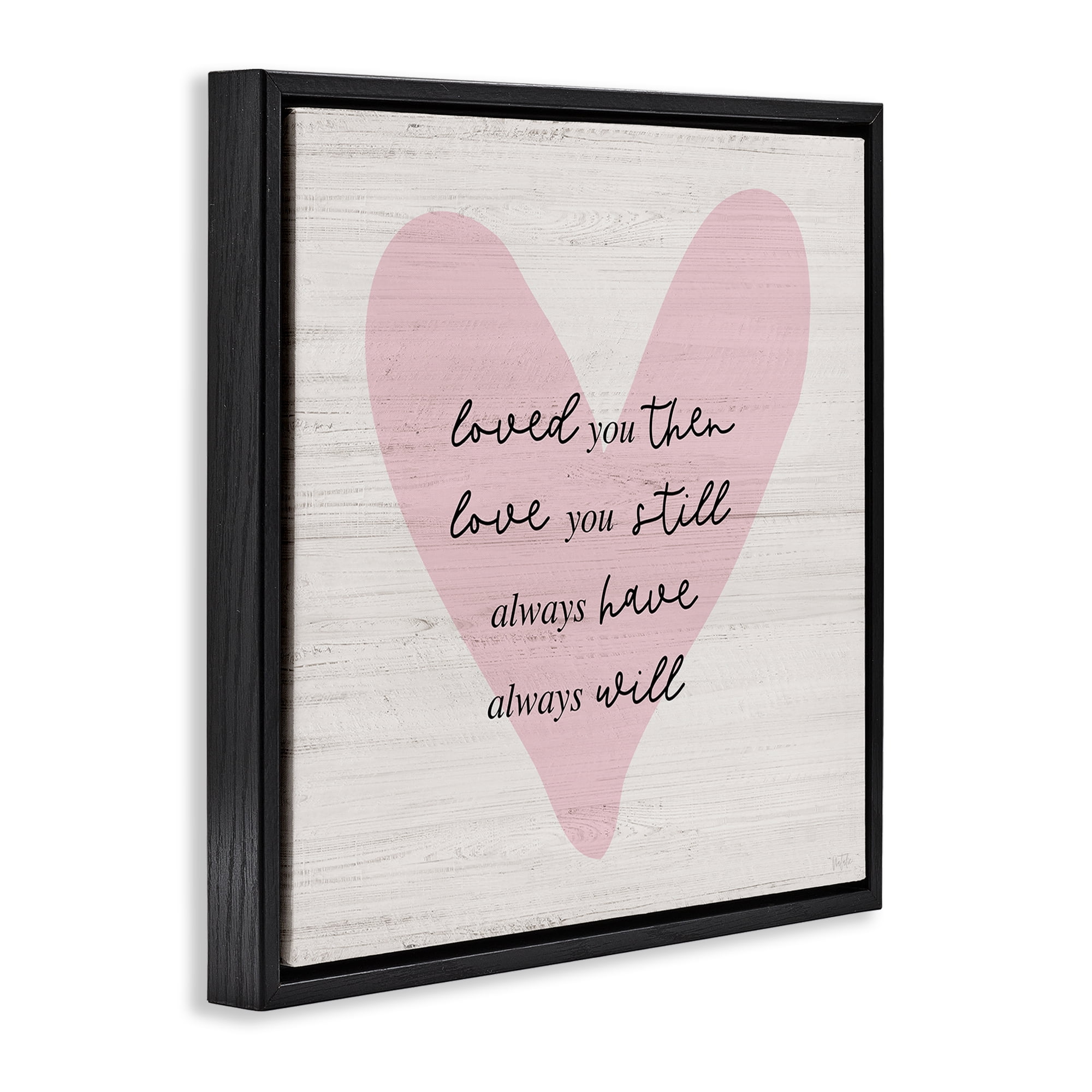 Stupell Industries Love You Still Heart Text & Numbers Painting Black Floater Framed Canvas Art Print Wall Art, 18 x 18