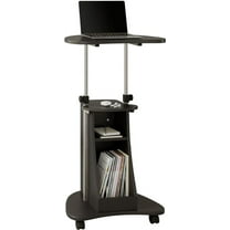 BOBOKY  Sit-to-Stand Rolling Adjustable Height Laptop Cart with Storage, Engineered Wood, Rectangular, 22" D x 16" W x 46" H,Black Graphite