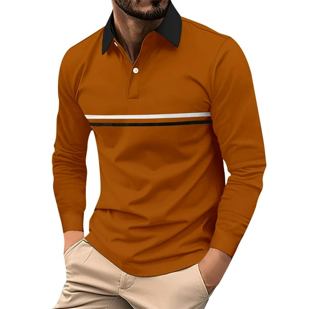 pstuiky Camisas de manga larga abrigadas para hombre, Camisa deportiva de manga larga con solapa y botones para hombre Tops de talla grande para hombre xxxl