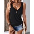 thumbnail image 6 of Womens U Neck Tank Tops Summer Sleeveless Loose Button Casual Henley Shirts, 6 of 8