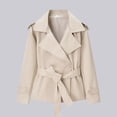 thumbnail image 5 of Ticikt Women Solid Short Trench Coat, Double Breasted Lapel Jacket With Waist Belt Casual Outerwear,WH1, 5 of 5