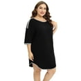 thumbnail image 4 of Baywell Women's Plus Size Nightshirt Short Sleeve Nightgown Crew Neck Sleep Shirt Above Knee-Length Sleepwear, XL-4XL, 4 of 6