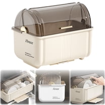 Dish Drying Rack With Cover And Drainboard Countertop Organizer For Plates Bowls Cups Cutlery Kitchen Storage