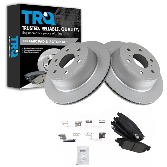 TRQ Rear Ceramic Brake Pad & G-Coated Rotor Kit Fits Select Cadillac Chevrolet GMC