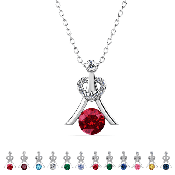 Cate & Chloe Serenity January Birthstone 18k White Gold Plated Women Necklace, Swarovski Crystals