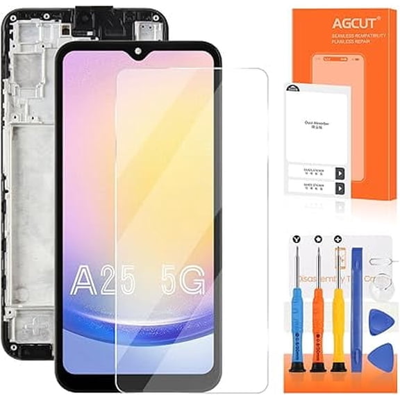 OLED for Samsung Galaxy A25 Screen Replacement for Samsung A25 LCD Display SM-A256E SM-A256B SM-A256U LCD Digitizer Touch Screen Assembly Repair Parts with Frame(Support Fingerprint)