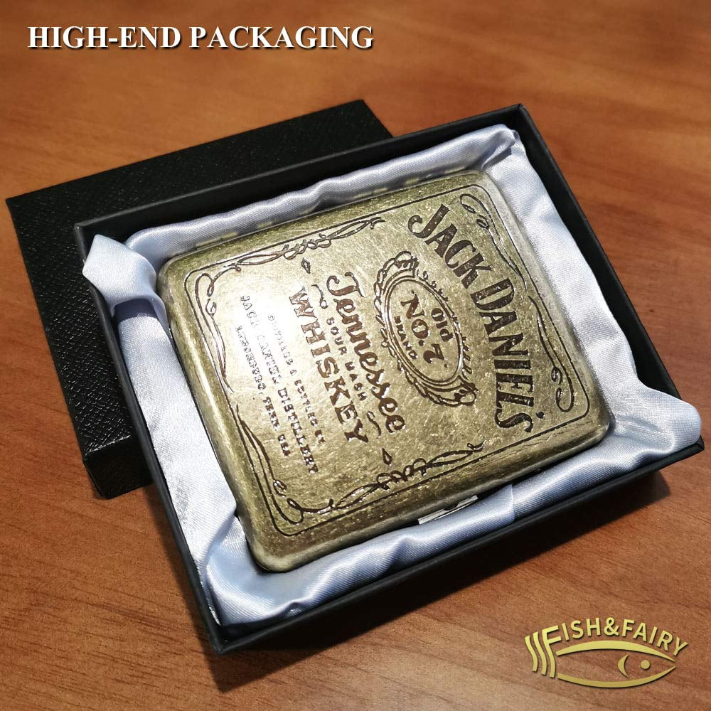 vintage cigarette case near me Cigarette Case Box Metal Retro 85mm King Size (18-20 Capacity) Sturdy Double Sided Spring Clip Open Pocket Holder Vintage Golden