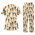 thumbnail image 3 of Scrubs For Women Tops，Women's Short-Sleeve Easter Print Nursing Scrubs Set with Pockets，Orange，M, 3 of 4