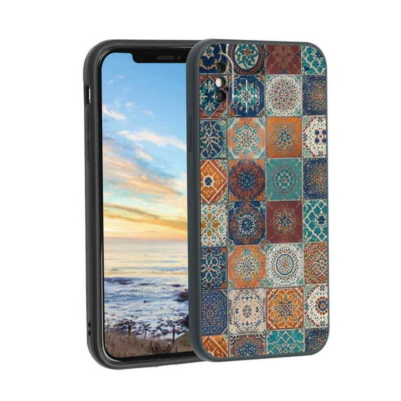 Moroccan-tile-aesthetic Phone Case, Degined for iPhone XS Case Men Women, Flexible Silicone Shockproof Case for iPhone XS