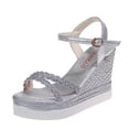 thumbnail image 1 of LSLJS Summer Ladies Shoes Fish Mouth Medium Wedge Heel Metal Buckle Women's Sandals, 1 of 4