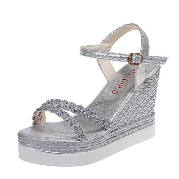 SMihono Flip Flops Sandals Womens Summer Casaul Summer Ladies Shoes Fish Mouth Medium Wedge Heel Metal Buckle Women's Sandals Slipper On Clearance